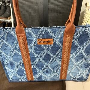 Wrangler Denim and Tan Tote Bag